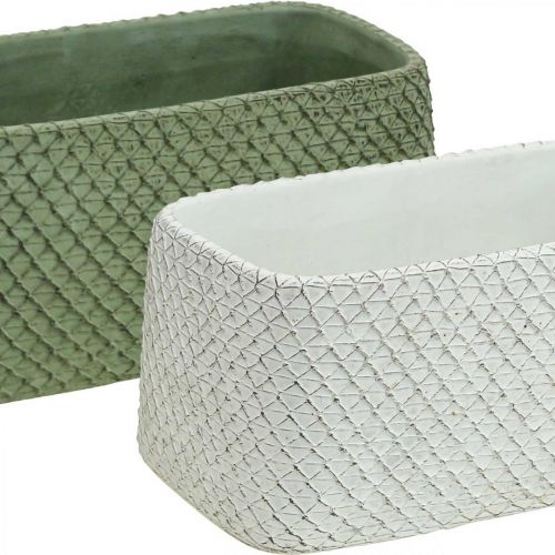 Artículo Cuenco decorativo cerámica verde blanco relieve red 23x12,5cm H11cm 2pcs