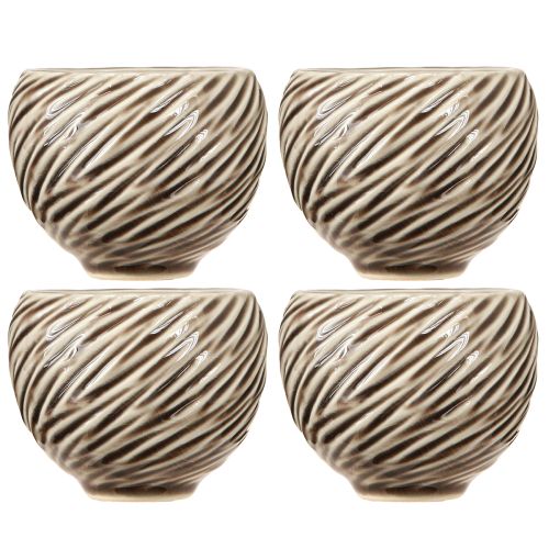 Artículo Cuenco decorativo de cerámica con espiral, color beige y marrón, Ø9 cm, 4 unidades