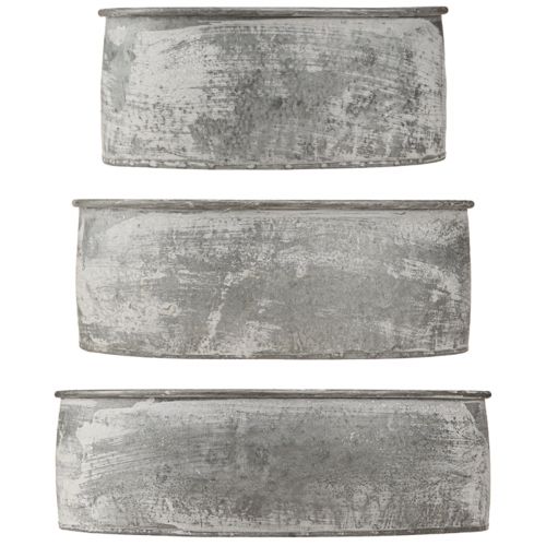 Artículo Cuenco decorativo de metal enchufable ovalado gris L22,5/19,5/16cm juego de 3