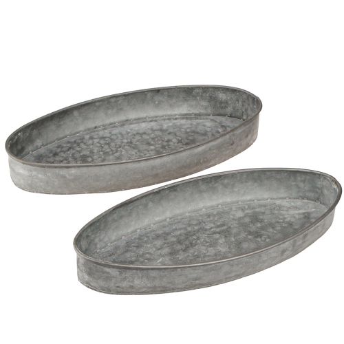 Floristik24 Cuenco decorativo cuenco de metal ovalado gris L33cm/31cm juego de 2