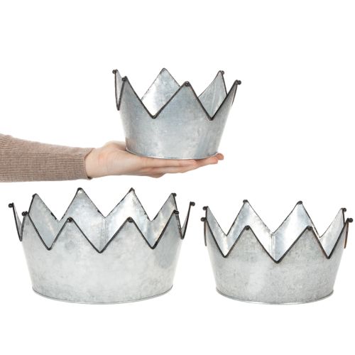 Artículo Cuenco decorativo de metal con forma de corona, Ø26,5/22,5/19 cm, juego de 3