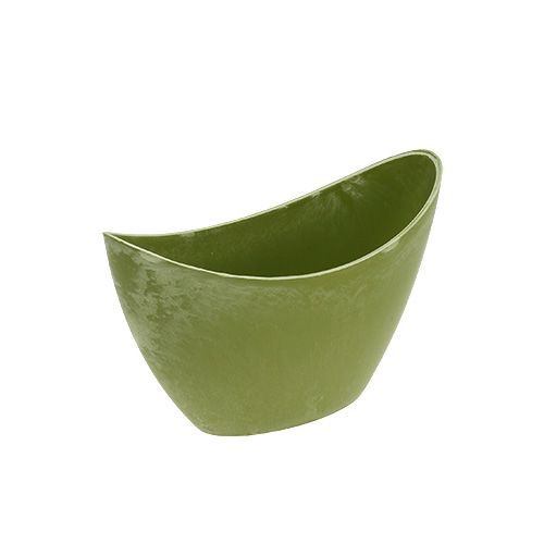 Floristik24 Cuenco decorativo de plástico verde claro 20cm x 9cm H11.5cm, 1p