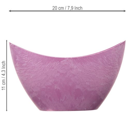 Bol decorativo de plástico rosa, 20 cm x 9 cm, 11,5 cm de alto, 1 unidad. | Floristik24.es