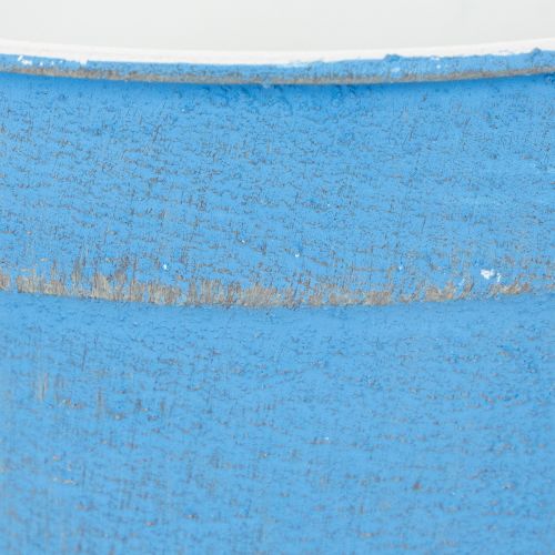 Artículo Bol/maceta decorativa, metal azul, estilo shabby chic, Ø17cm, H8.5cm