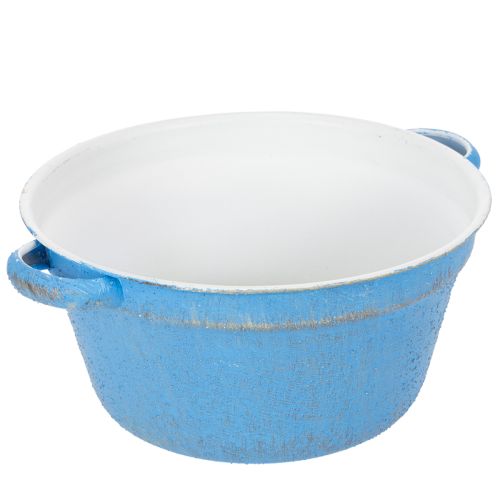 Artículo Bol/maceta decorativa, metal azul, estilo shabby chic, Ø21cm, H10.5cm