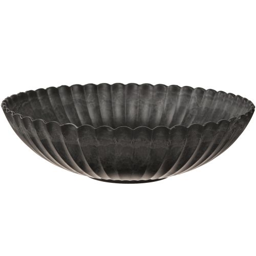 Floristik24 Cuenco decorativo redondo para plantas antracita con ranuras Ø28cm