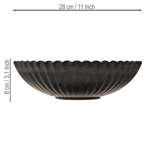 Floristik24 Cuenco decorativo redondo para plantas antracita con ranuras Ø28cm