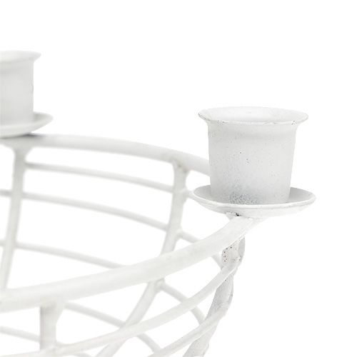 Floristik24 Bol decorativo con 4 candelabros de árbol Blanco Ø14cm