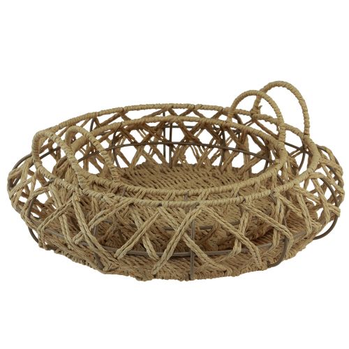 Artículo Cesta decorativa para cuencos de metal natural Ø38/29cm juego de 2