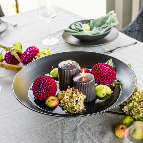 Floristik24 Cuenco metálico decorativo cuenco metálico redondo negro con base Ø40cm