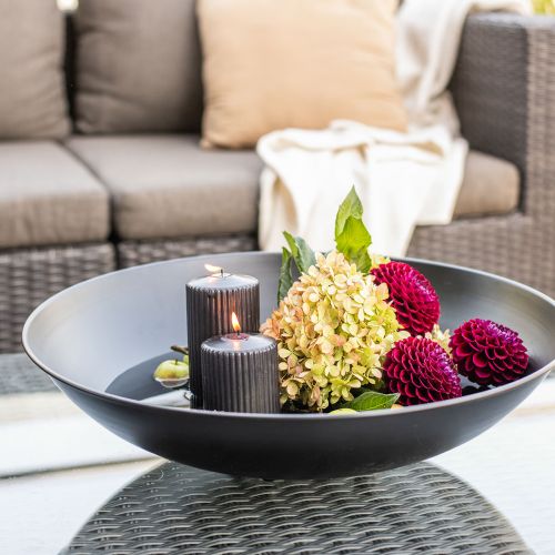 Floristik24 Cuenco metálico decorativo cuenco metálico redondo negro con base Ø50cm