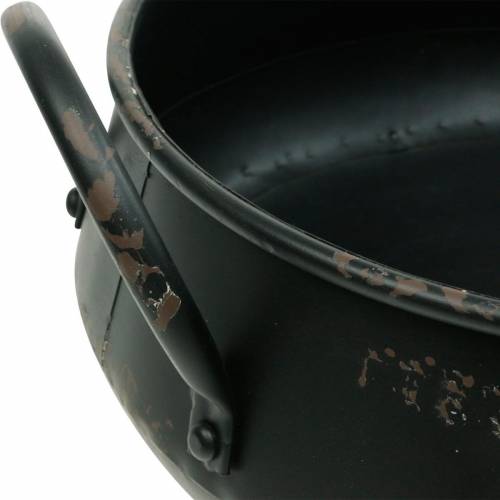 Floristik24 Cuenco decorativo cuenco de metal negro macetero de aspecto vintage juego de 2