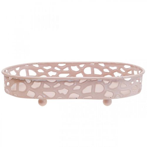 Artículo Cuenco decorativo Cuenco ovalado con pies decoración de mesa rosa 30×18cm