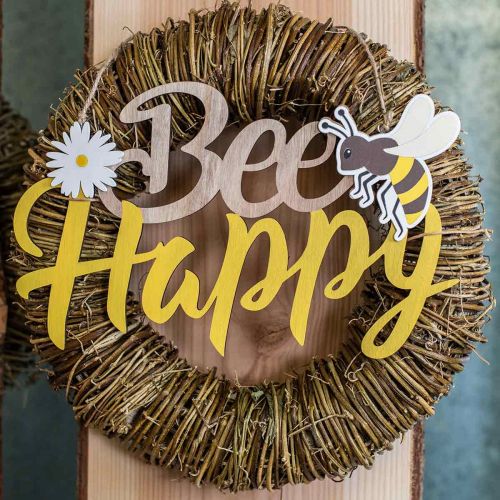 Artículo Letrero decorativo abeja “Bee Happy” decoración de verano madera 31×18cm 2ud