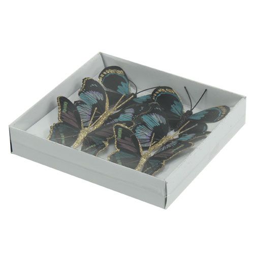 Floristik24 Pluma mariposa en alambre Negro clasificado 7,5cm - 8,5cm 6pcs
