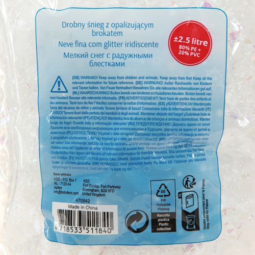 Artículo Nieve decorativa fina copos de nieve blancos iridiscentes 2.5L×4pcs
