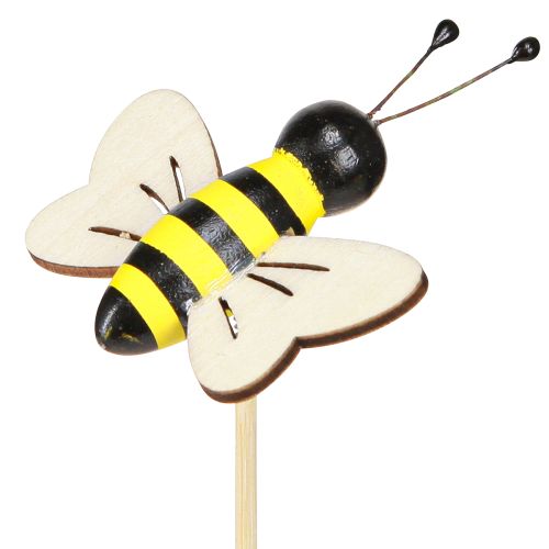Artículo Tapón decorativo abejas decoración madera negro amarillo 6cm H35cm 8 piezas