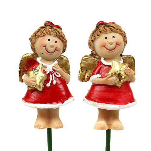 Floristik24 Decoración del ramo Angel rojo, blanco 4,5cm L28cm 8pcs