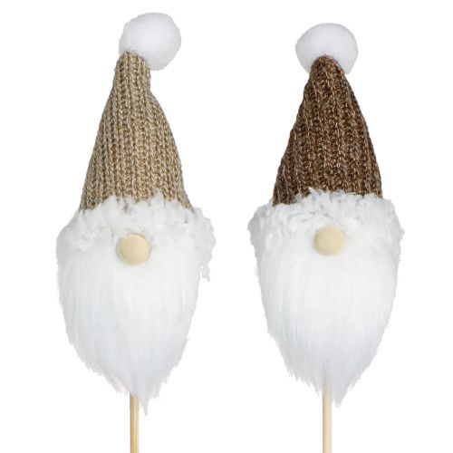 Floristik24 Plug decorativo gnomo Navidad blanco marrón 4x11cm 4uds