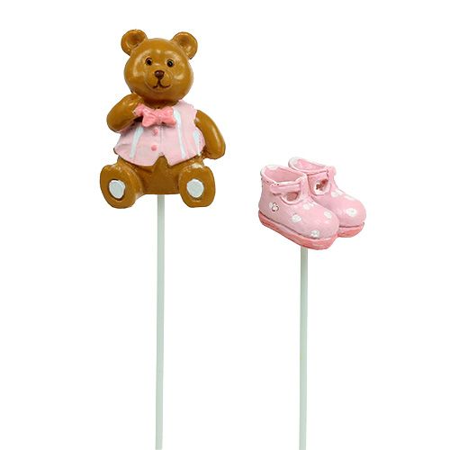 Floristik24 Plug decorativo osito zapato rosa 1,5-4cm 16 piezas