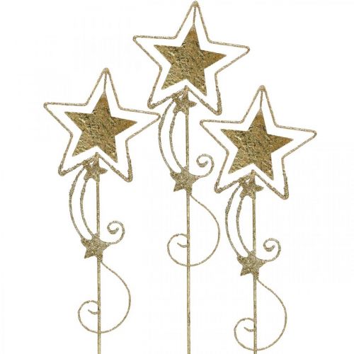 Artículo Tapón decorativo estrella dorado brillante H54cm 4pcs