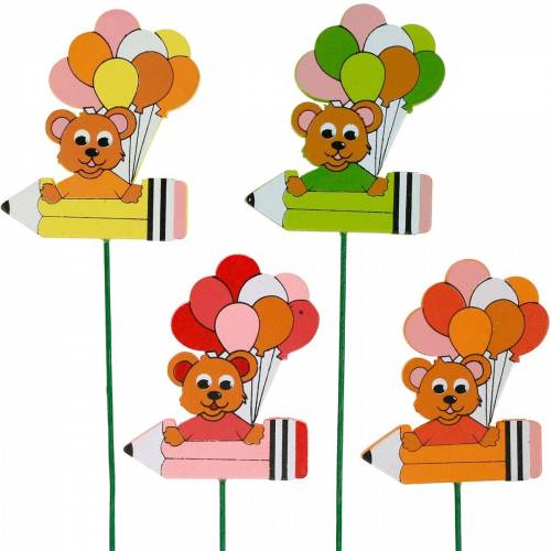 Floristik24 Deco plug boligrafo con osito y globos flor plug decoracion verano niños 16 piezas