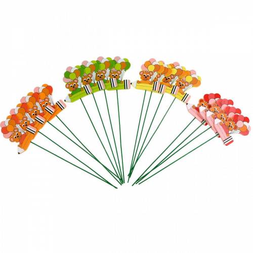 Floristik24 Tapón decorativo bolígrafo con osito y globos tapón floral decoración de verano infantil 16 piezas