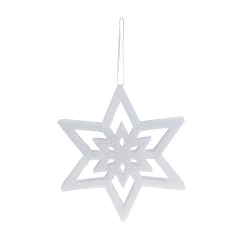 Artículo Estrella decorativa blanca, nevada 28cm L40cm 1 pieza