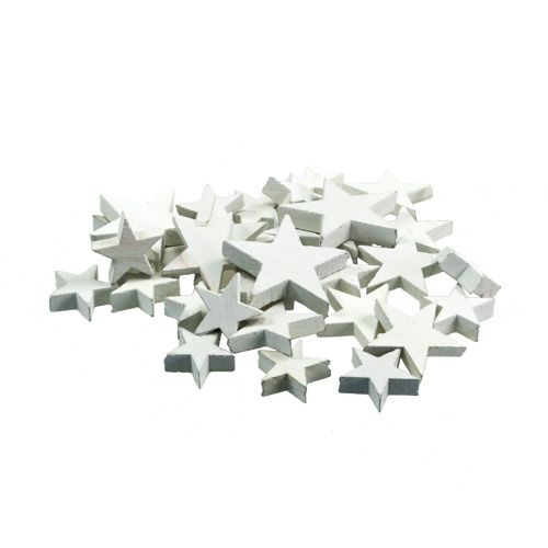 Floristik24 Estrellas de madera, decoración navideña, boda, Adviento blanco Ø3–5cm 72 piezas