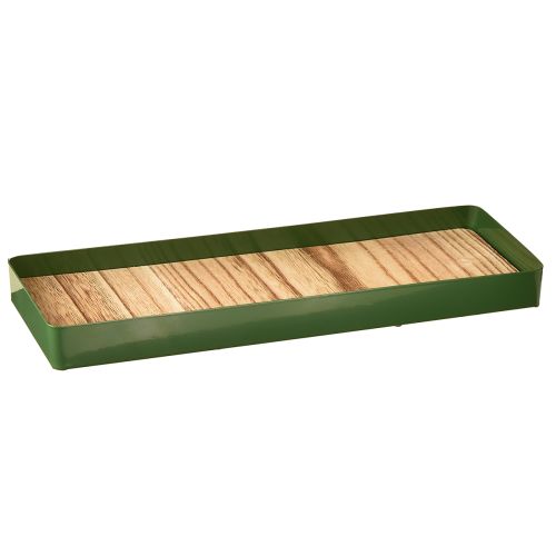 Bandeja decorativa de metal, madera, bandeja de metal verde, 35,5 x 11 x 3 cm, 2 unidades