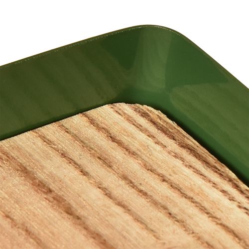 Artículo Bandeja decorativa de metal, madera, bandeja de metal verde, 35,5 x 11 x 3 cm, 2 unidades