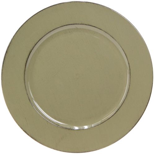 Plato decorativo de plástico verde vintage verde musgo marrón Ø33cm