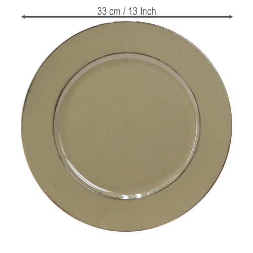 Artículo Plato decorativo de plástico verde vintage verde musgo marrón Ø33cm