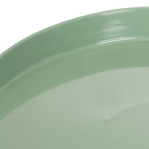 Plato decorativo de metal, verde, base redonda, bandeja para arreglos florales, 20 cm | Floristik24.es