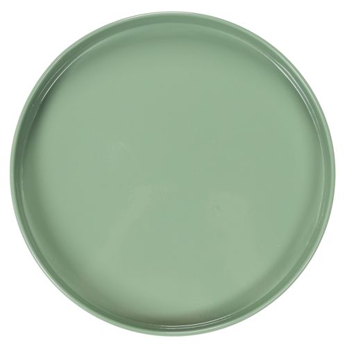 Plato decorativo de metal, verde, base redonda, bandeja para arreglos florales, 20 cm | Floristik24.es