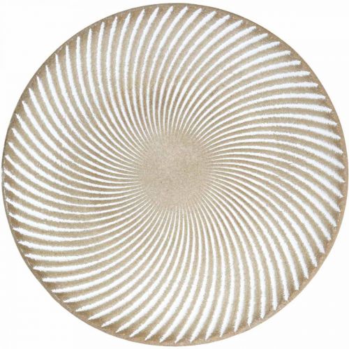 Artículo Plato decorativo redondo blanco marrón ranuras decoración de mesa Ø35cm H3cm