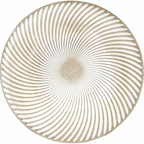 Floristik24 Plato decorativo redondo blanco marrón ranuras decoración de mesa Ø40cm H4cm