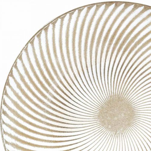 Artículo Plato decorativo redondo blanco marrón ranuras decoración de mesa Ø40cm H4cm