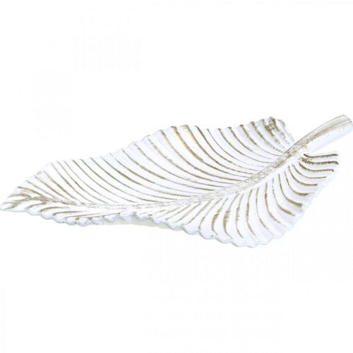 Floristik24 Plato decorativo hoja de otoño blanco marrón decoración otoñal 35,5x20x5cm