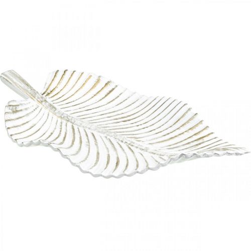 Floristik24 Plato decorativo hoja de otoño blanco marrón decoración otoñal 35,5x20x5cm