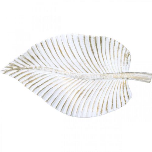 Floristik24 Plato decorativo hoja de otoño blanco marrón decoración otoñal 35,5x20x5cm