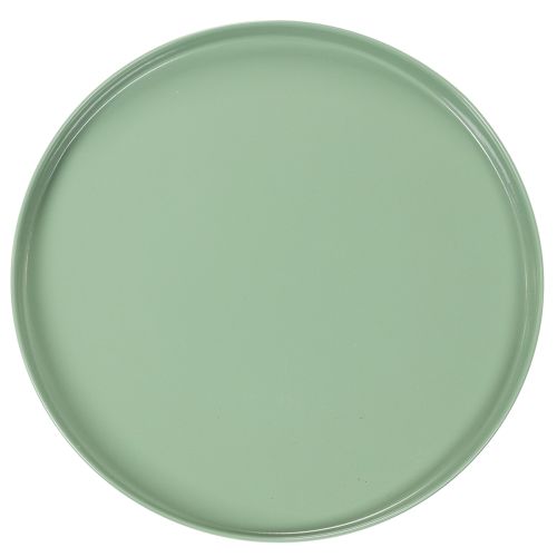 Plato decorativo redondo verde sobre soporte para mesa, 30 cm. | Floristik24.es