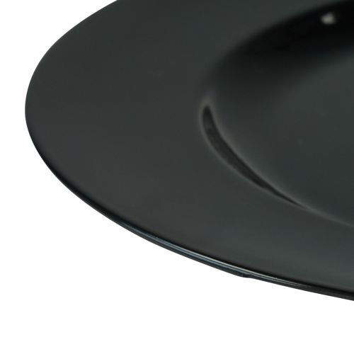 Artículo Plato decorativo negro plano plástico brillante Ø28cm H2cm