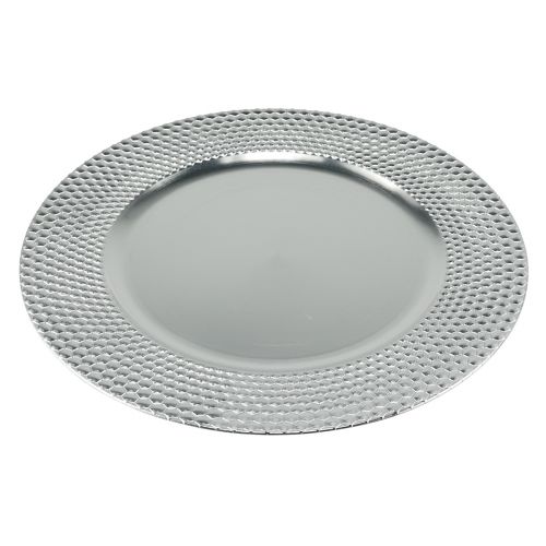 Artículo Plato decorativo plato decorativo redondo de plástico plateado Ø33cm