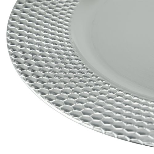 Artículo Plato decorativo plato decorativo redondo de plástico plateado Ø33cm
