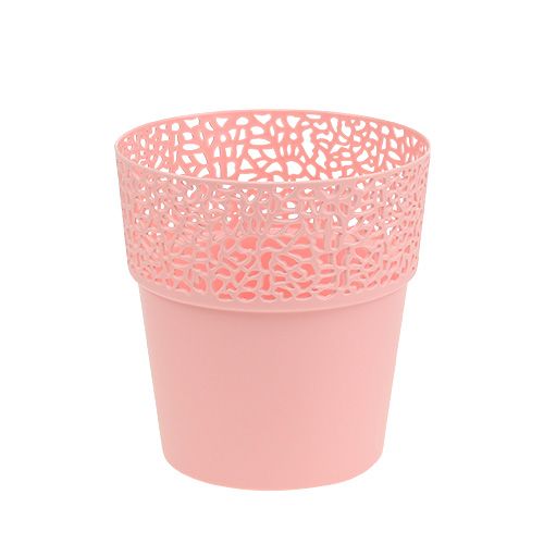 Floristik24 Maceta decorativa de plástico rosa Ø13cm H13,5cm 1 pieza