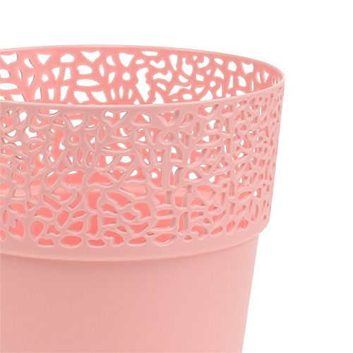 Floristik24 Maceta decorativa de plástico rosa Ø13cm H13,5cm 1 pieza