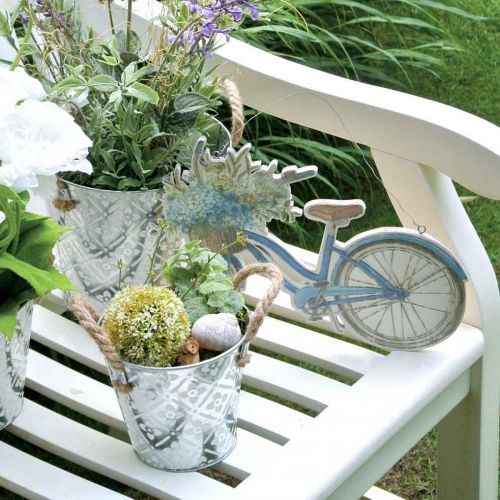 Floristik24 Macetero decorativo de metal, macetero con estampado de flores, recipiente de metal para plantar Ø20,5cm