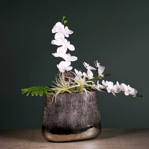 Floristik24 Maceta decorativa ovalada plata 35cm x 19cm H29cm