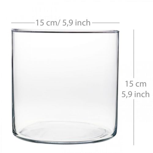 Artículo Florero decorativo cilindro de vidrio transparente Ø15cm H15cm
